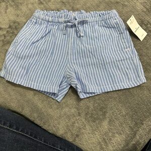Blue and White Striped Shorts